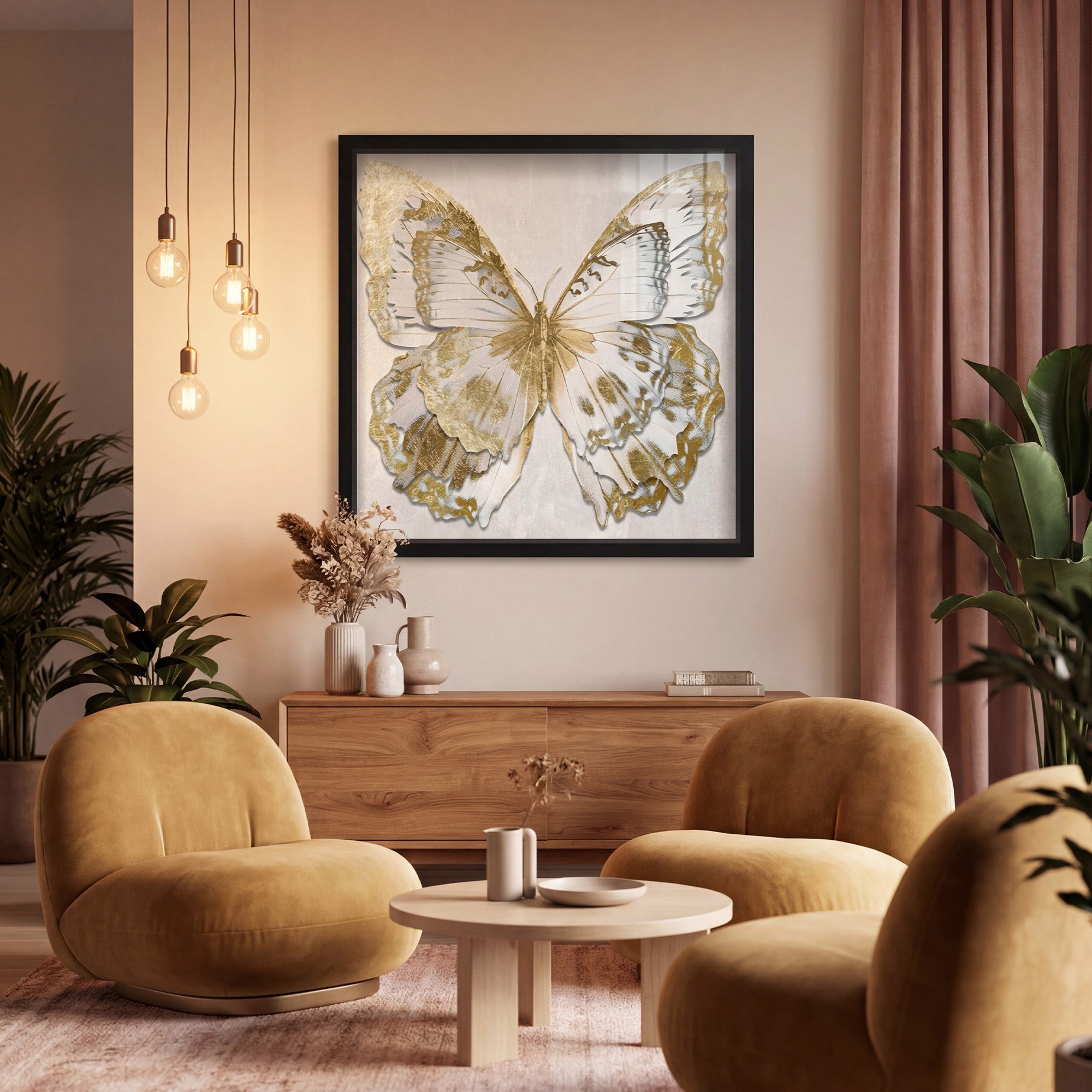 Butterfly Paper Sculpture Gold II | Hand Embellished & Sculptural Gold Leaf Art Secondary image