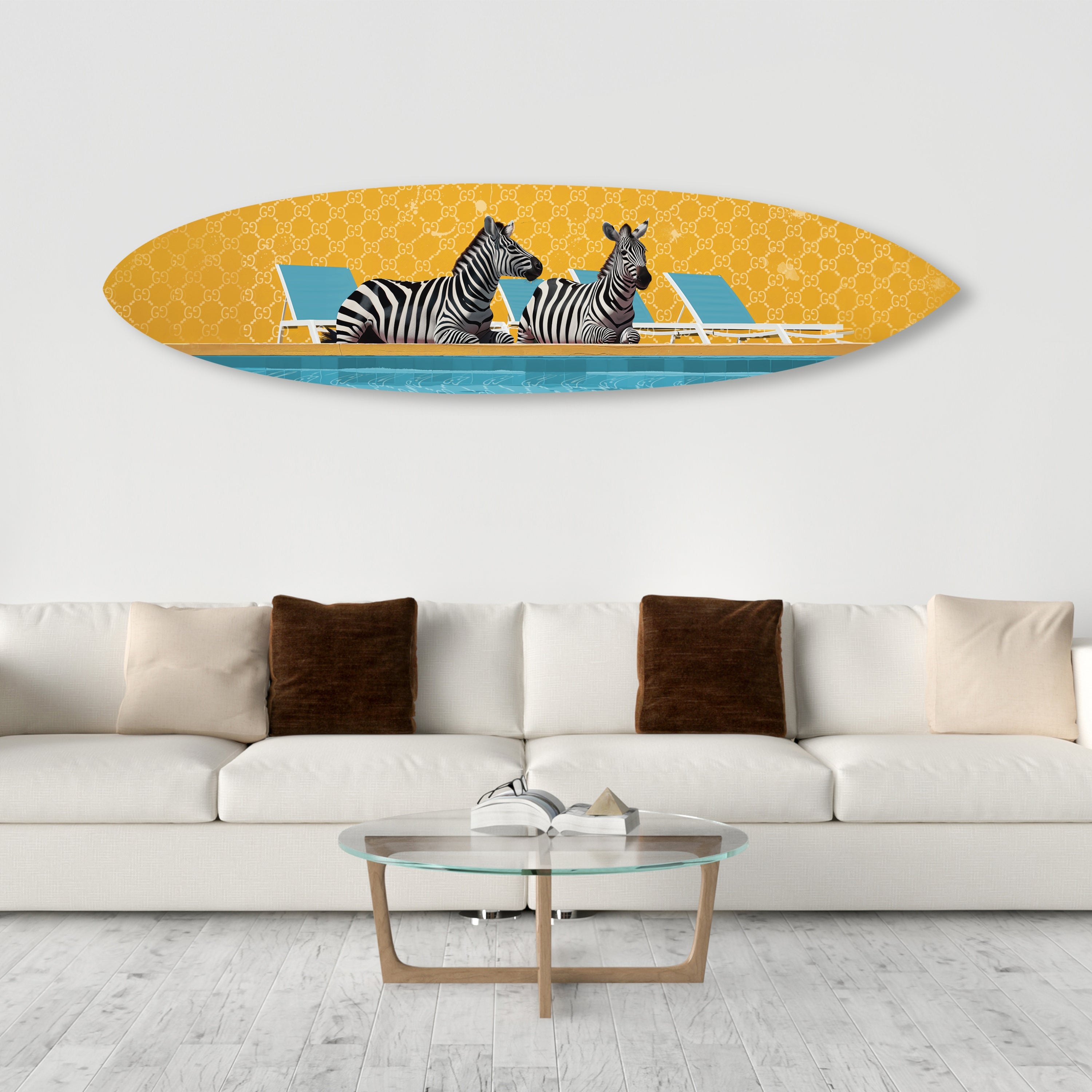 Palm Springs Zebra Pool Surfboard