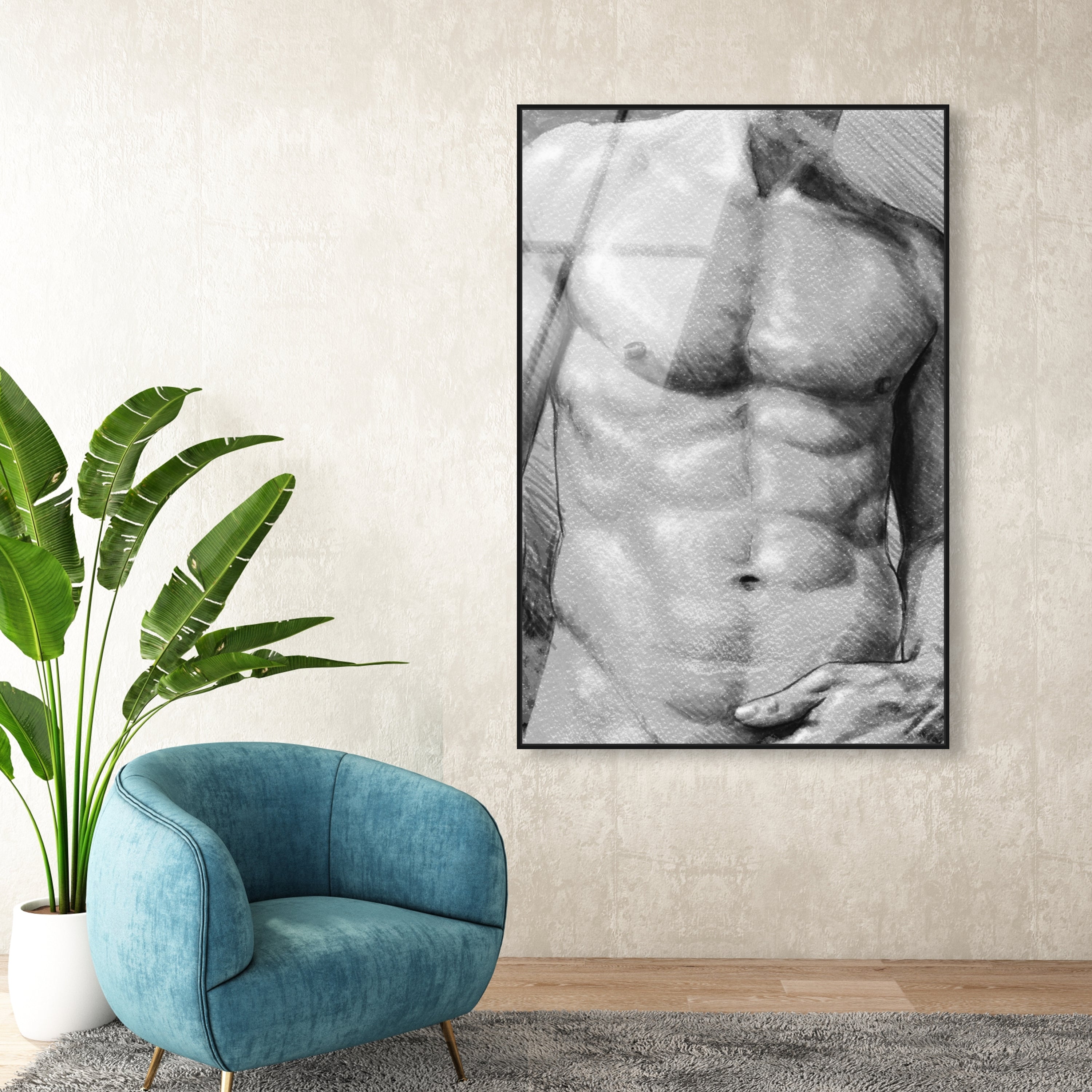 Male Torso in Gray