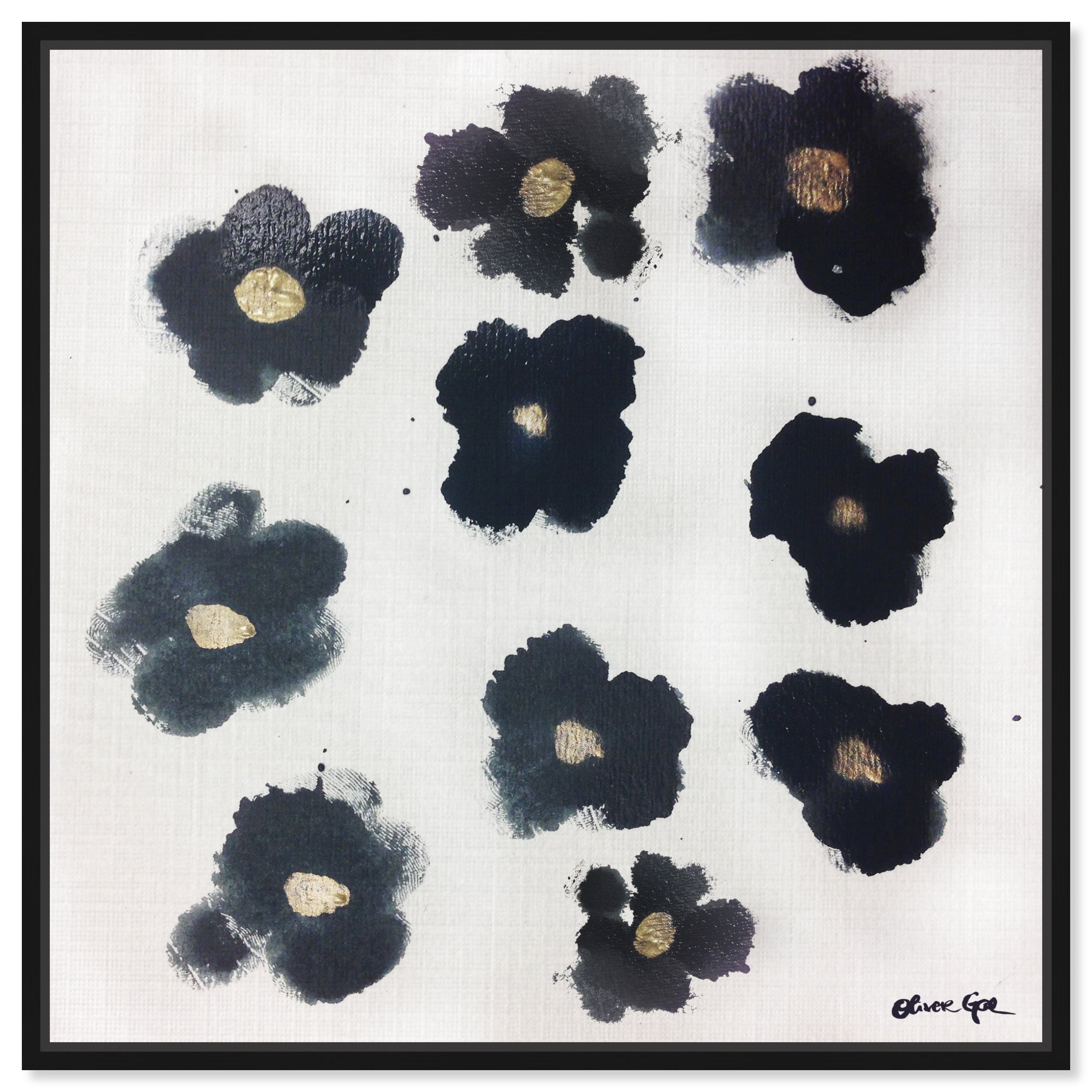 Gilded Camellias- With Hand-Applied Acrylic Paint and Gold Leaf