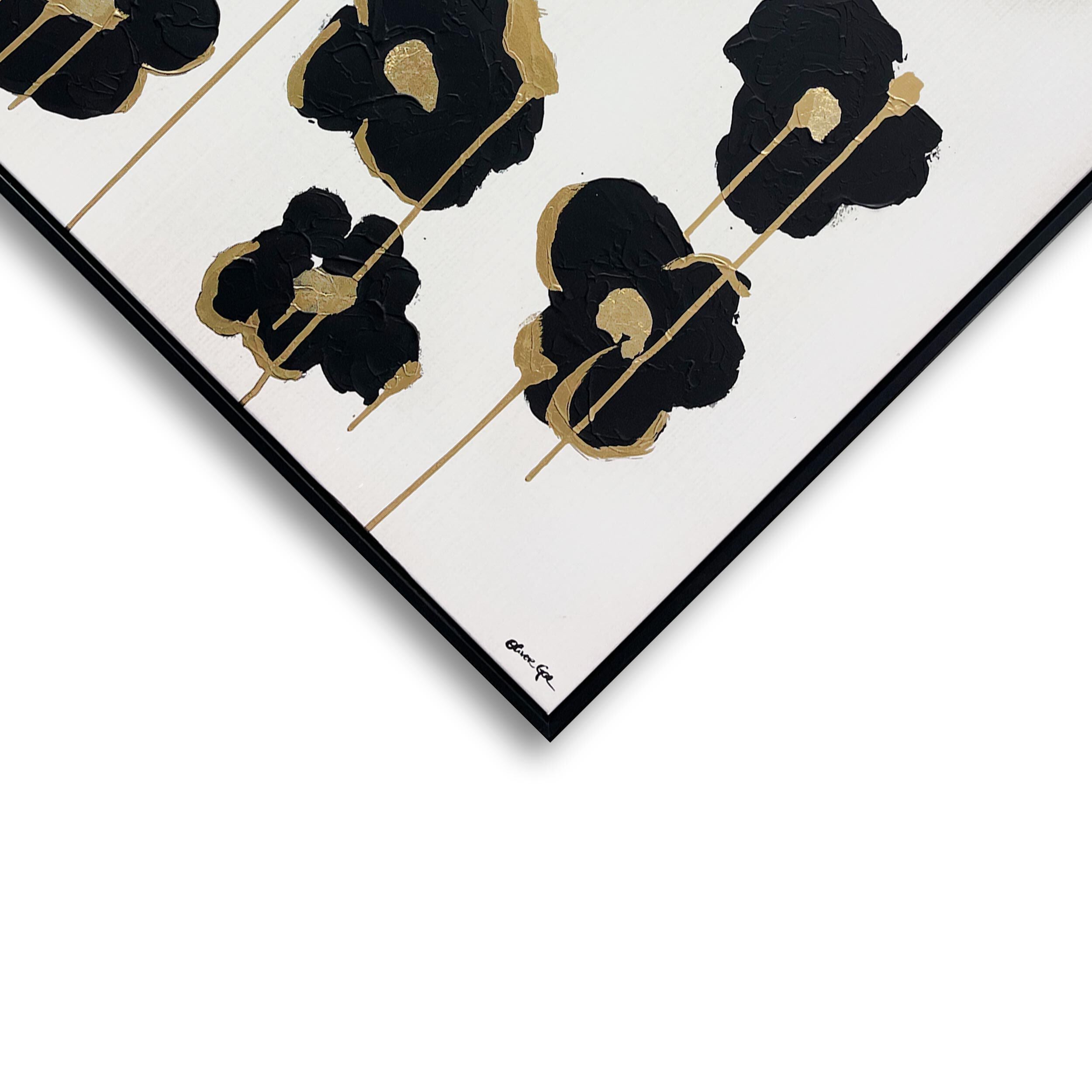 Gilded Camellias- With Hand-Applied Acrylic Paint and Gold Leaf