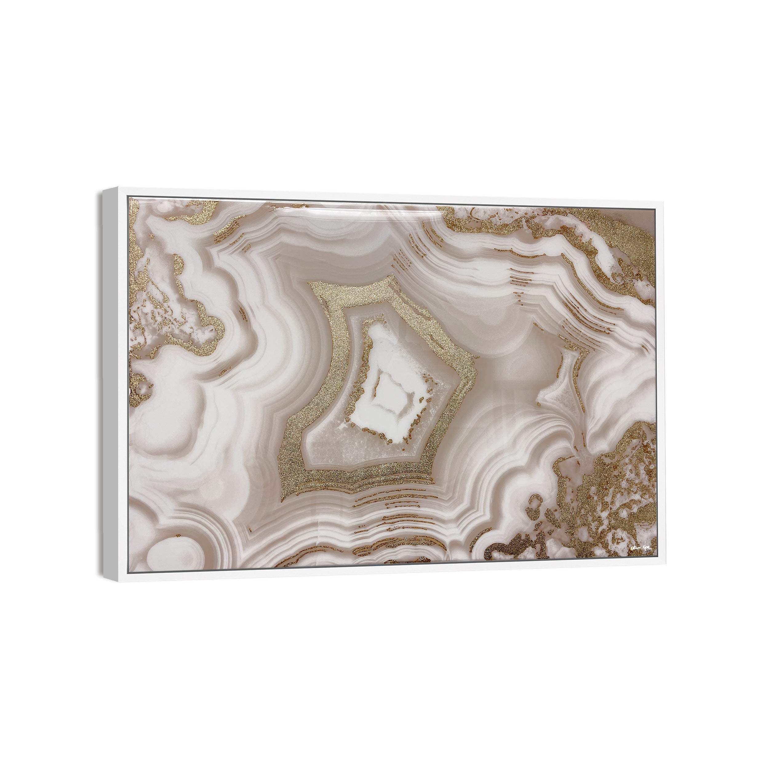 Ivory Agate Splendor- With Hand-Applied Gold Glitter