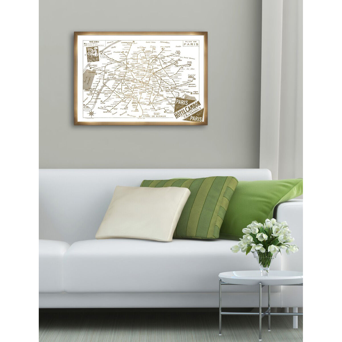 1956 Metro Map of Paris- Gold Metallic