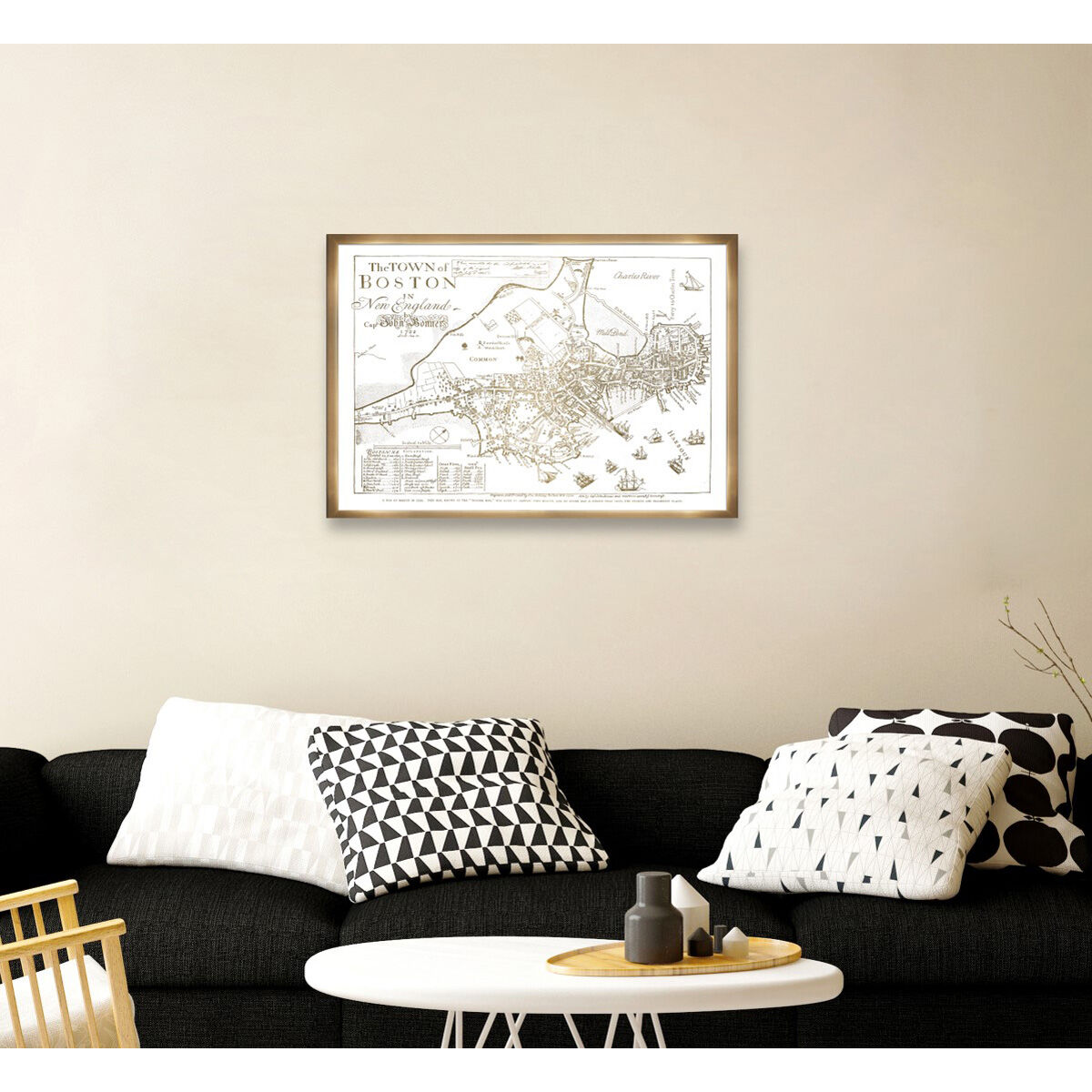 Town of Boston Map 1722- Gold Metallic Secondary image