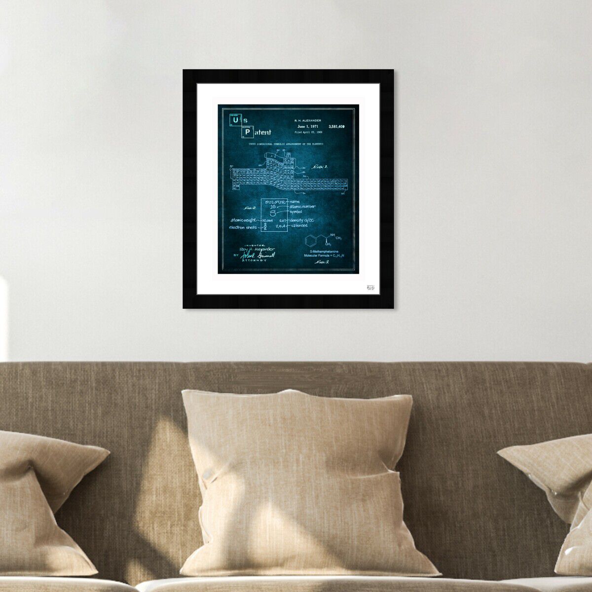 3D table of the elements Crystal Blue