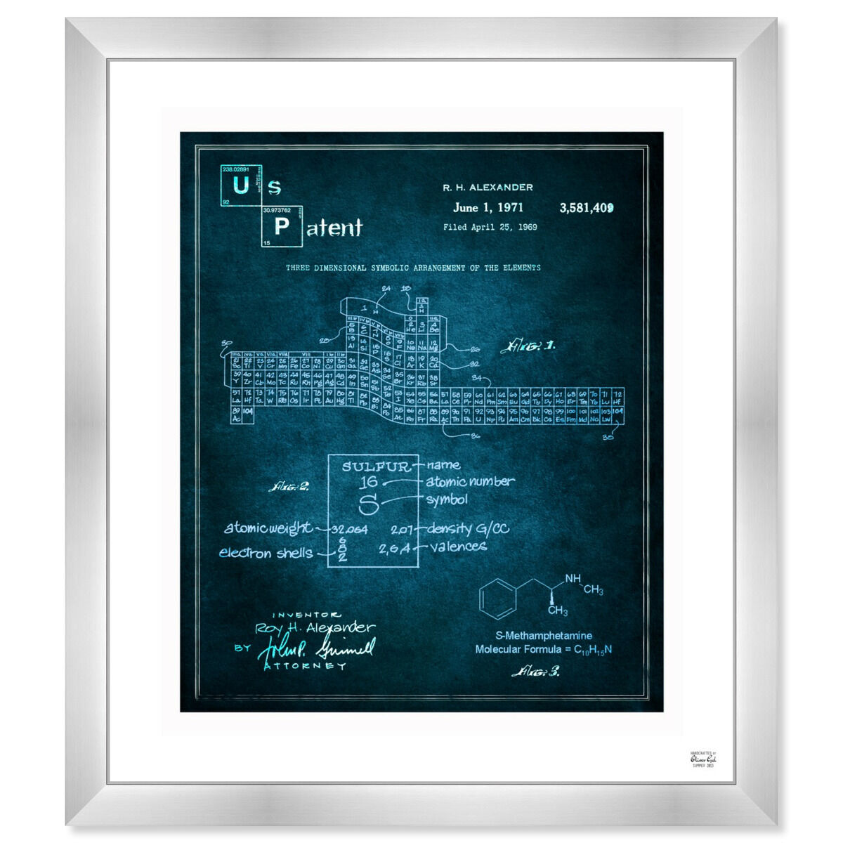 3D table of the elements Crystal Blue