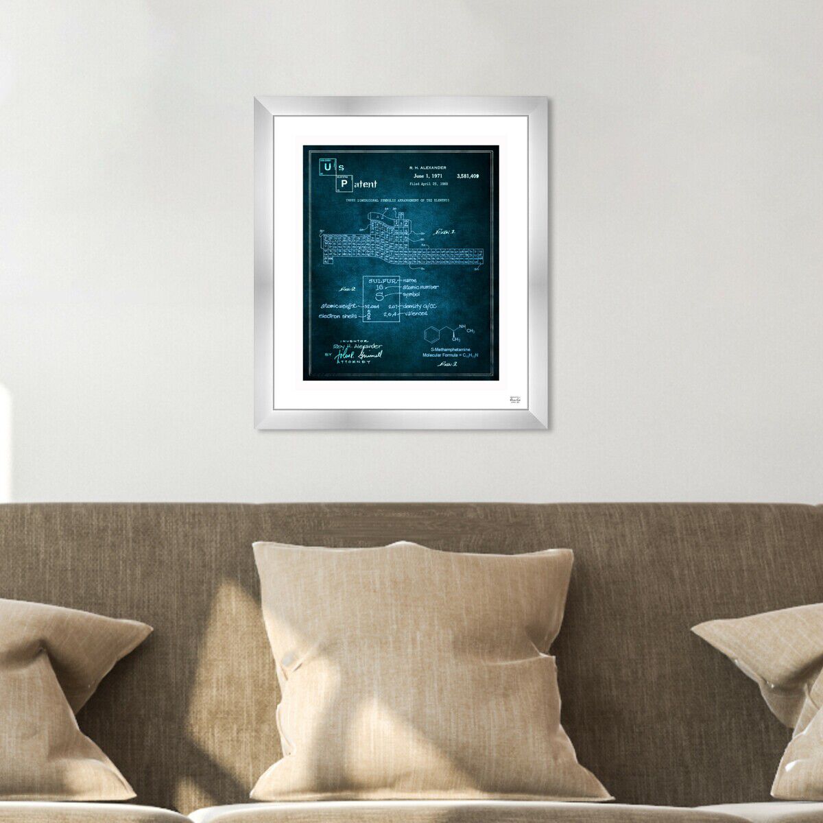 3D table of the elements Crystal Blue