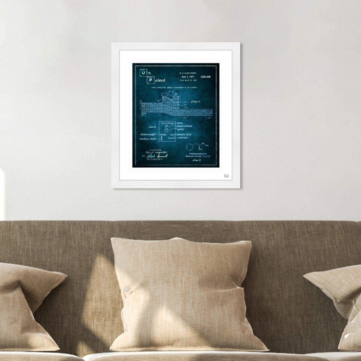 3D table of the elements Crystal Blue