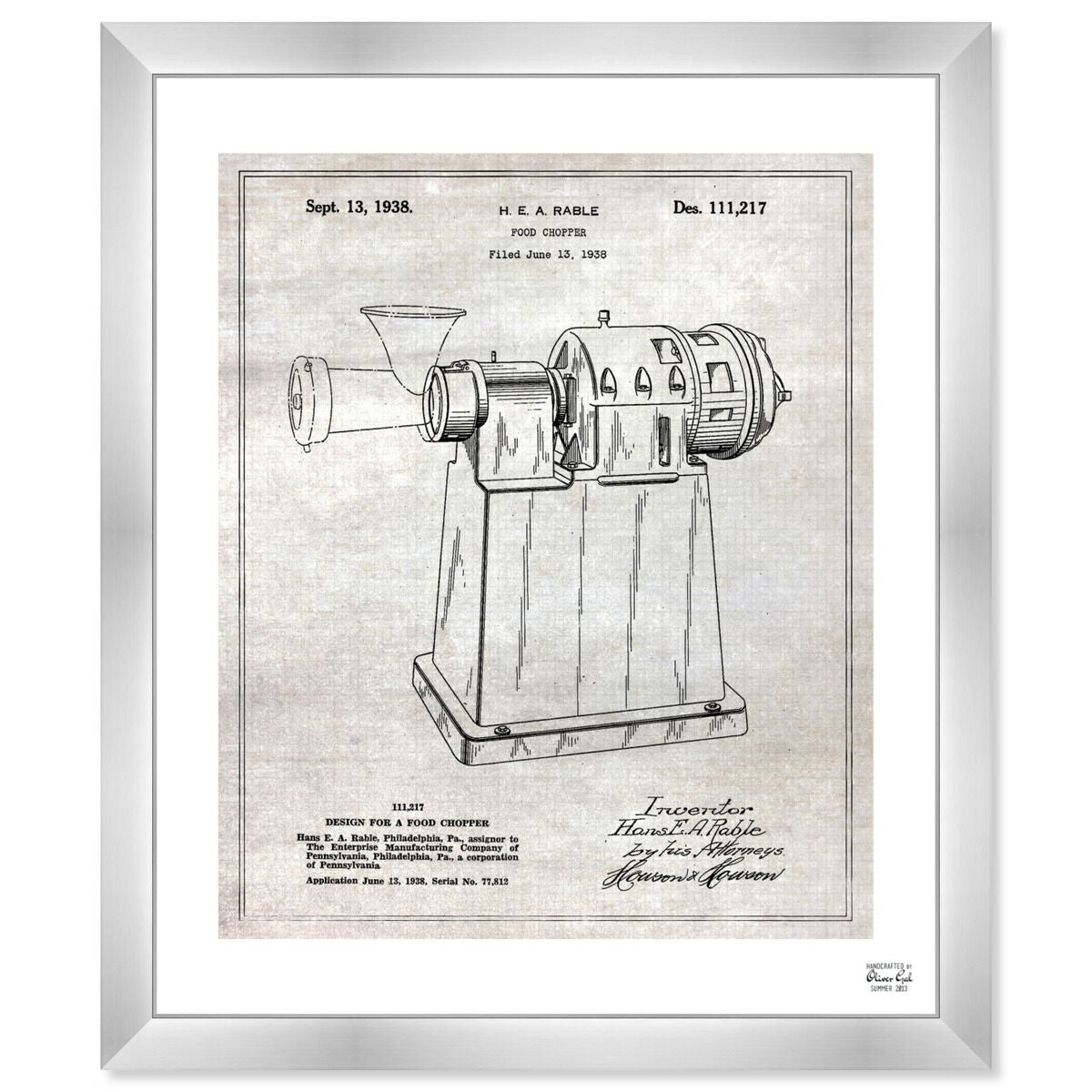 Design For A Food Chopper 1938