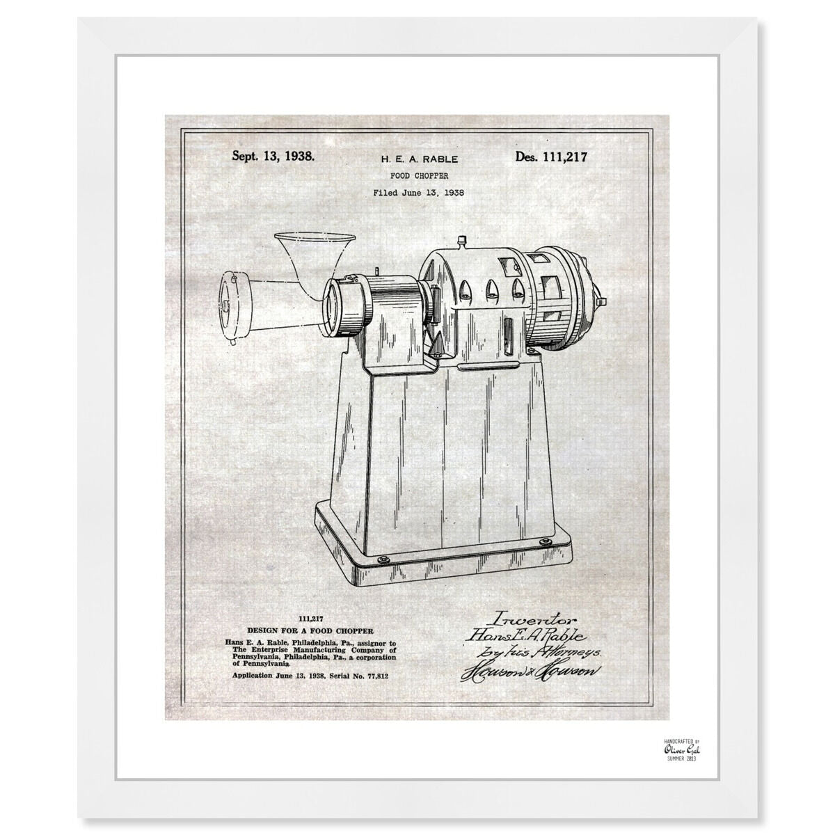 Design For A Food Chopper 1938