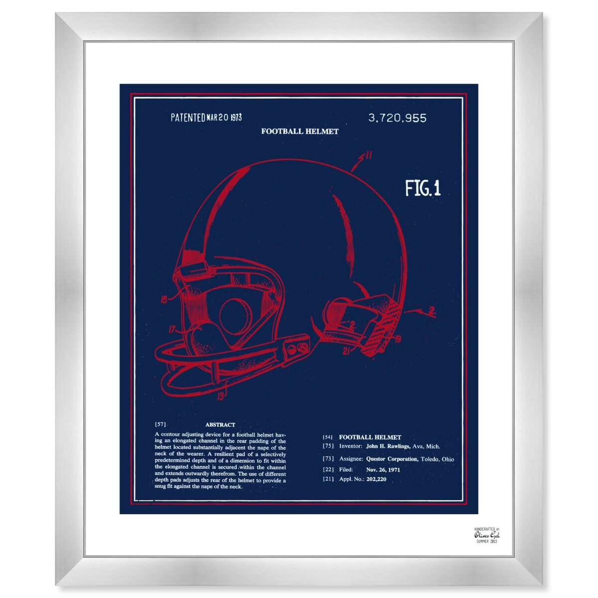 Football Helmet 1973 - Red White Blue