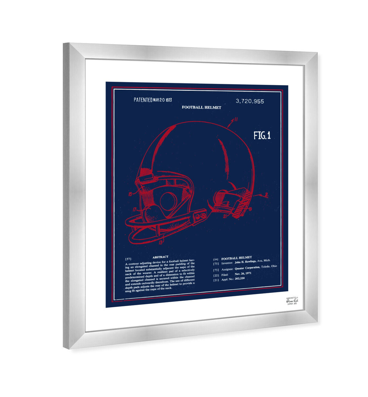 Football Helmet 1973 - Red White Blue