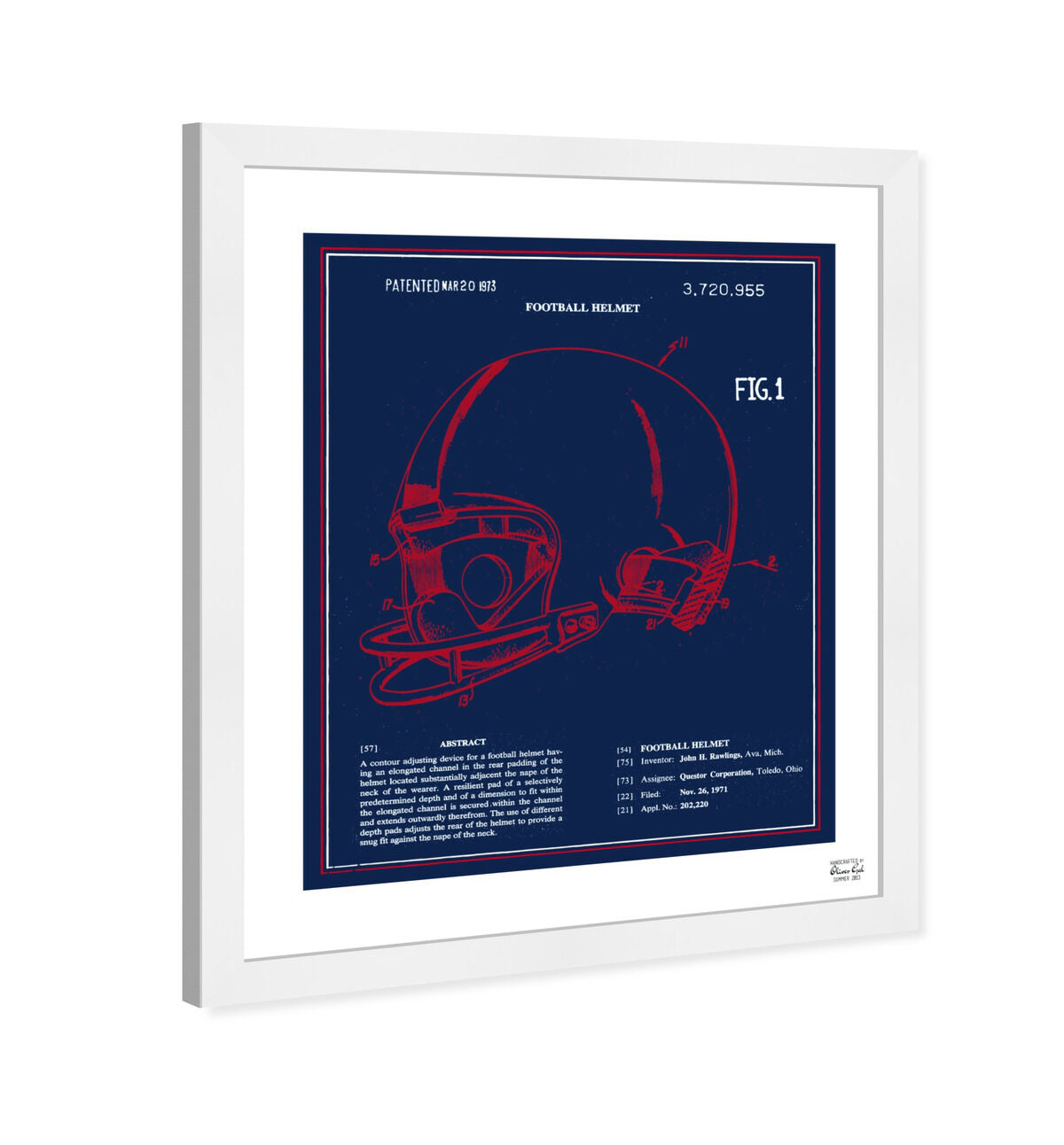 Football Helmet 1973 - Red White Blue
