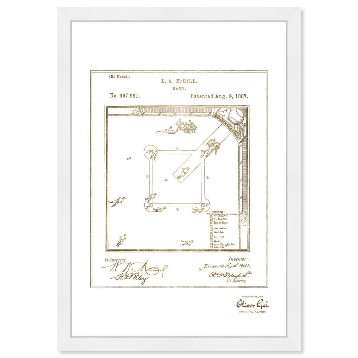 Baseball Game 1887 Gold