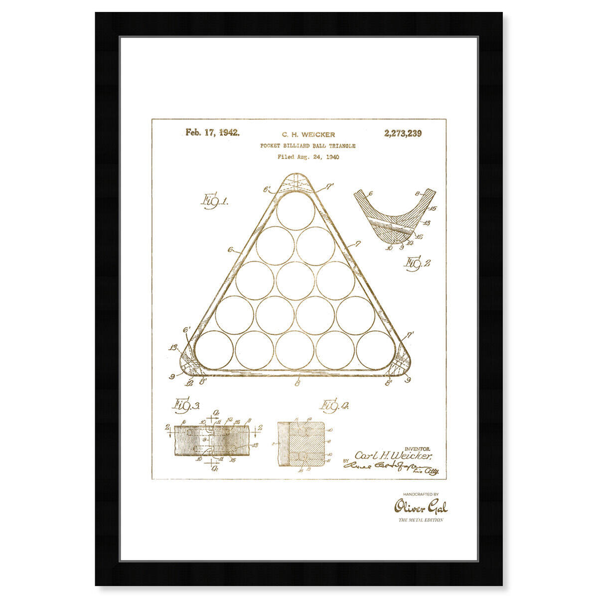 Pocket Billiard Ball Triangle 1942 Gold
