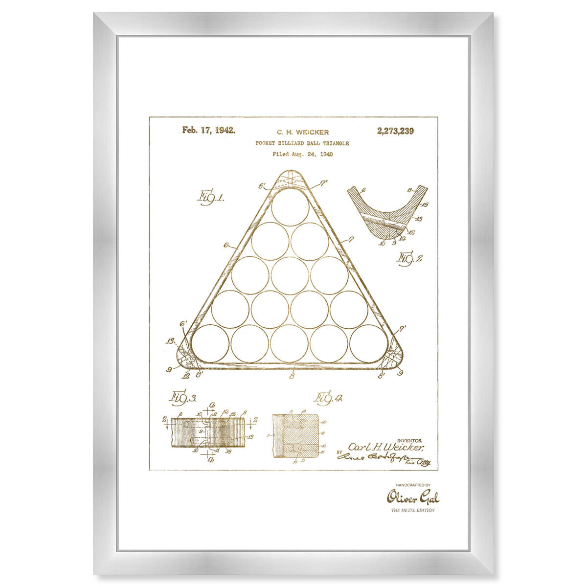Pocket Billiard Ball Triangle 1942 Gold