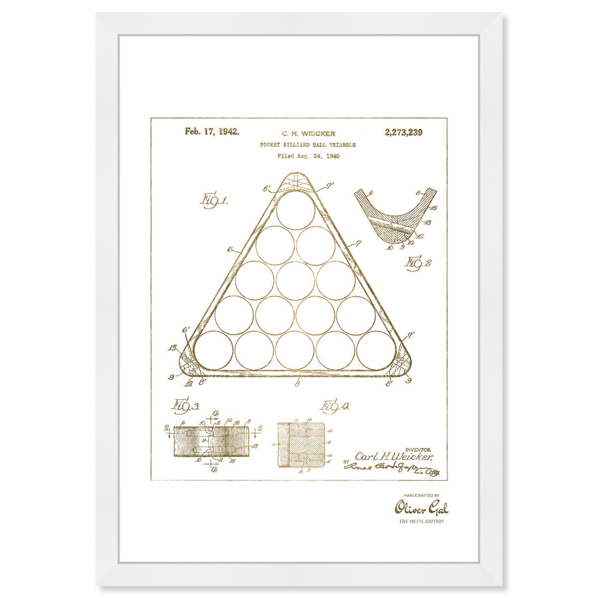Pocket Billiard Ball Triangle 1942 Gold