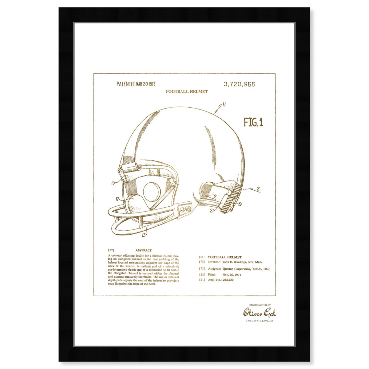 Football Helmet 1973 Gold