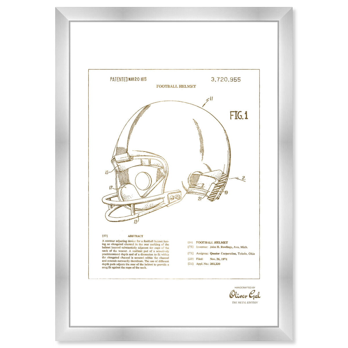 Football Helmet 1973 Gold