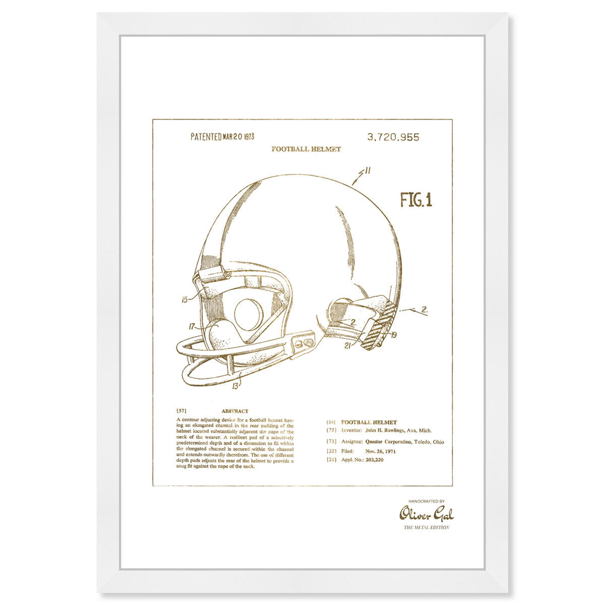 Football Helmet 1973 Gold