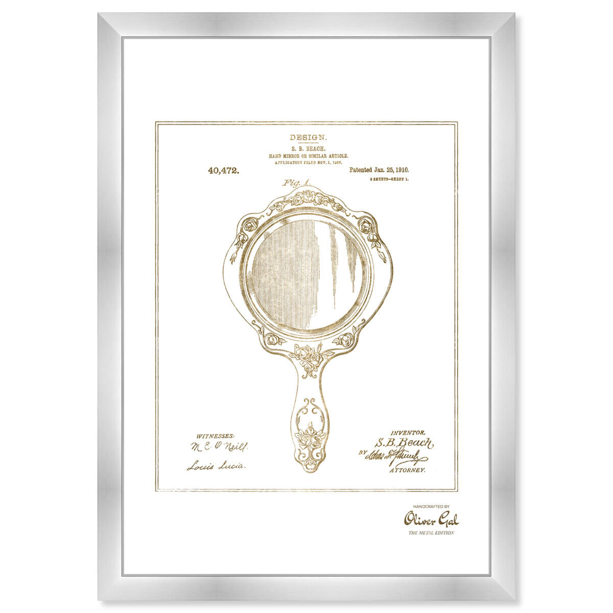 Hand Mirror 1910 II Gold