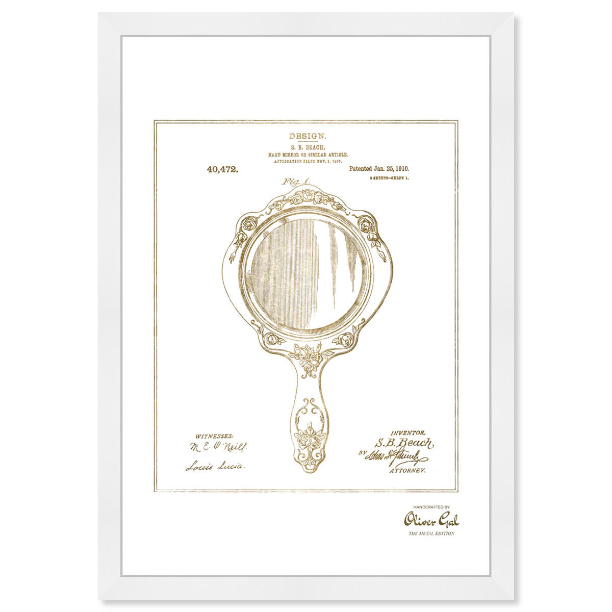 Hand Mirror 1910 II Gold