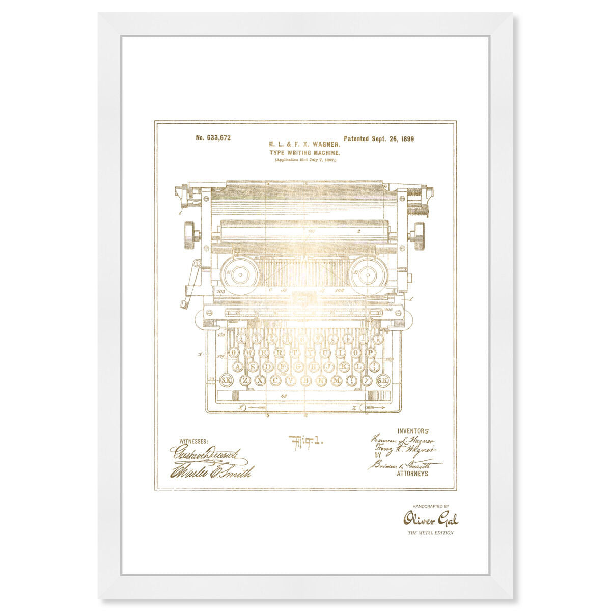 Type Writing Machine 1899 I Gold