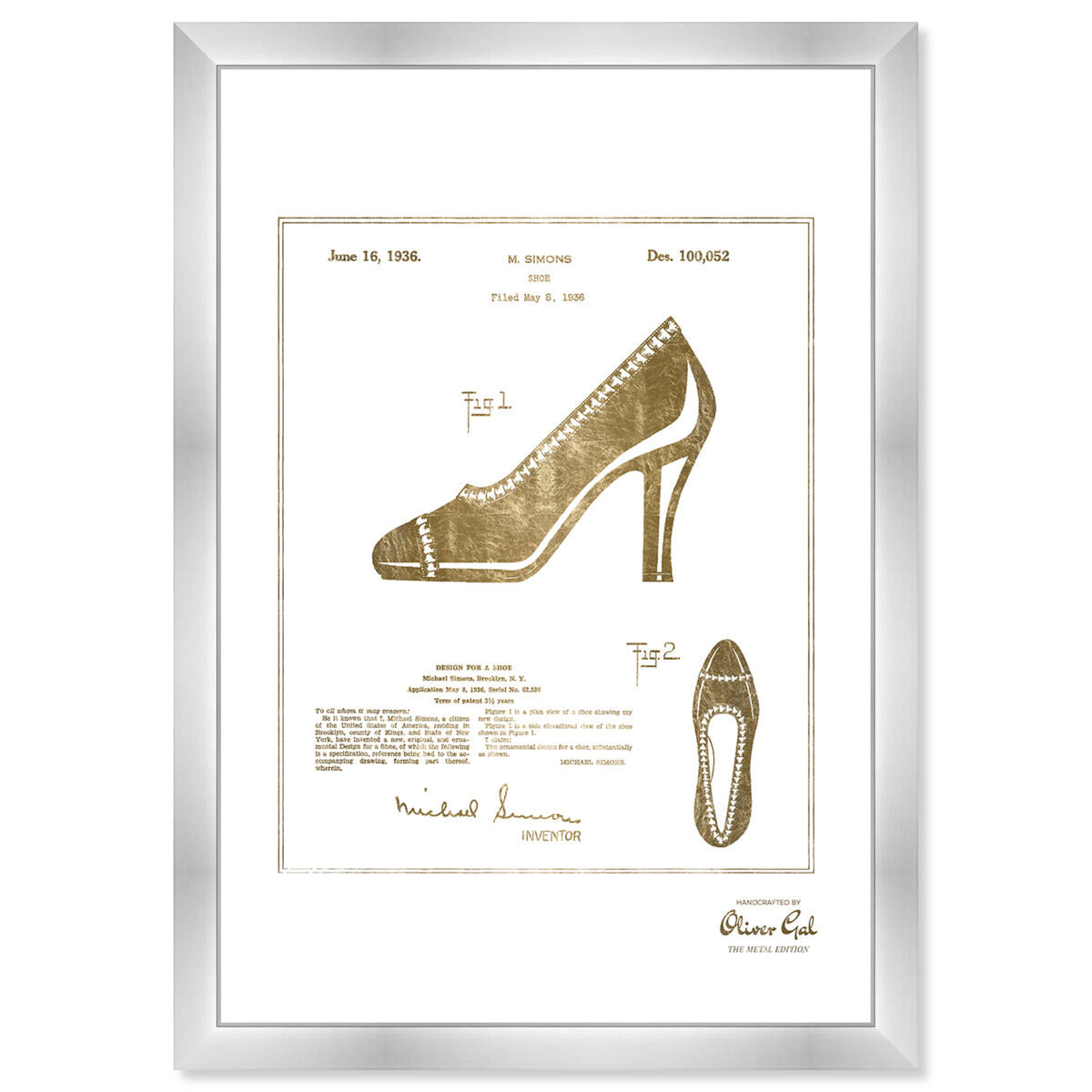 Malletier DESIGN FOR A SHOE 1936 Gold