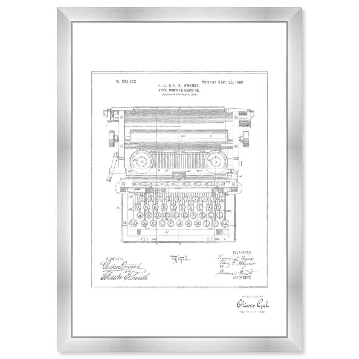 Type Writing Machine 1899, Silver Foil
