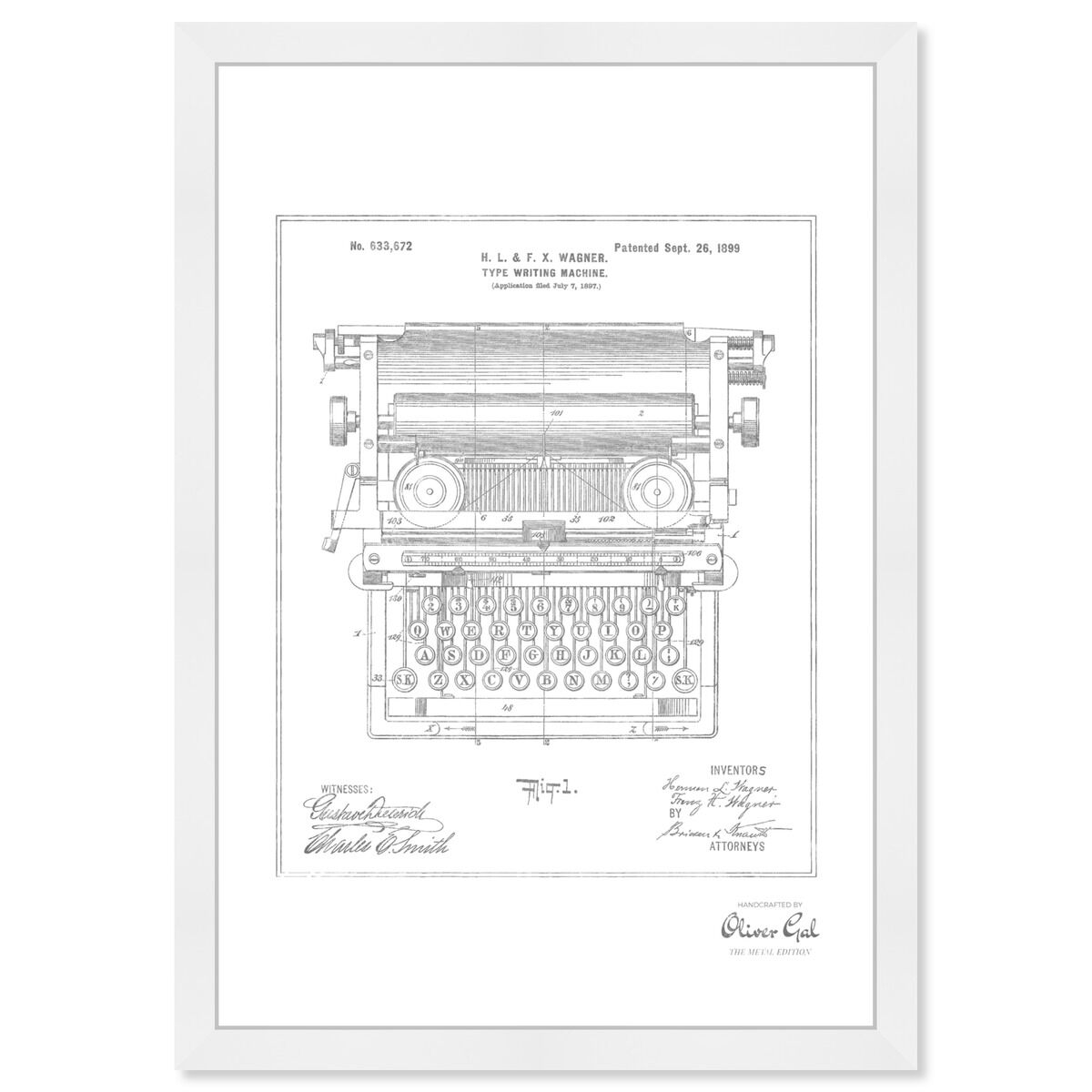 Type Writing Machine 1899, Silver Foil