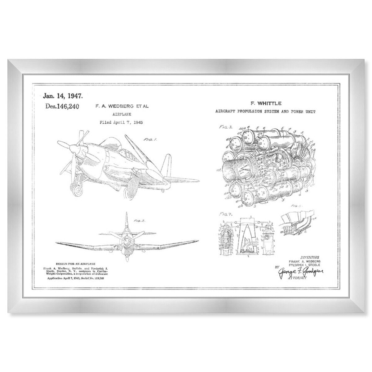 Airplane and Jet Engine 1947, Silver Foil