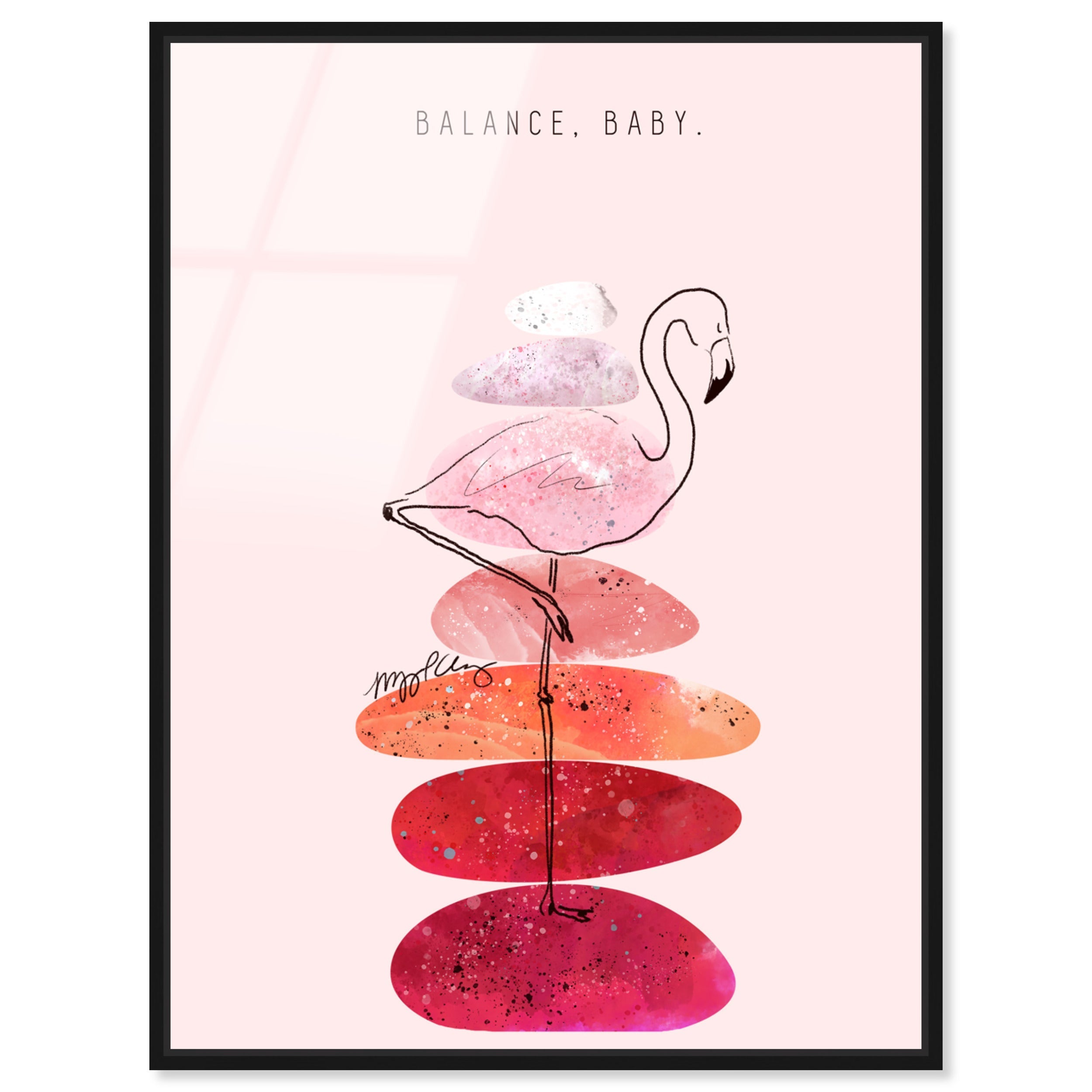 Flamingo and Stacked Stones by Maggie P. Chang