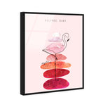 Flamingo and Stacked Stones by Maggie P. Chang
