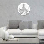 Octopus Watercolor Silver Circle