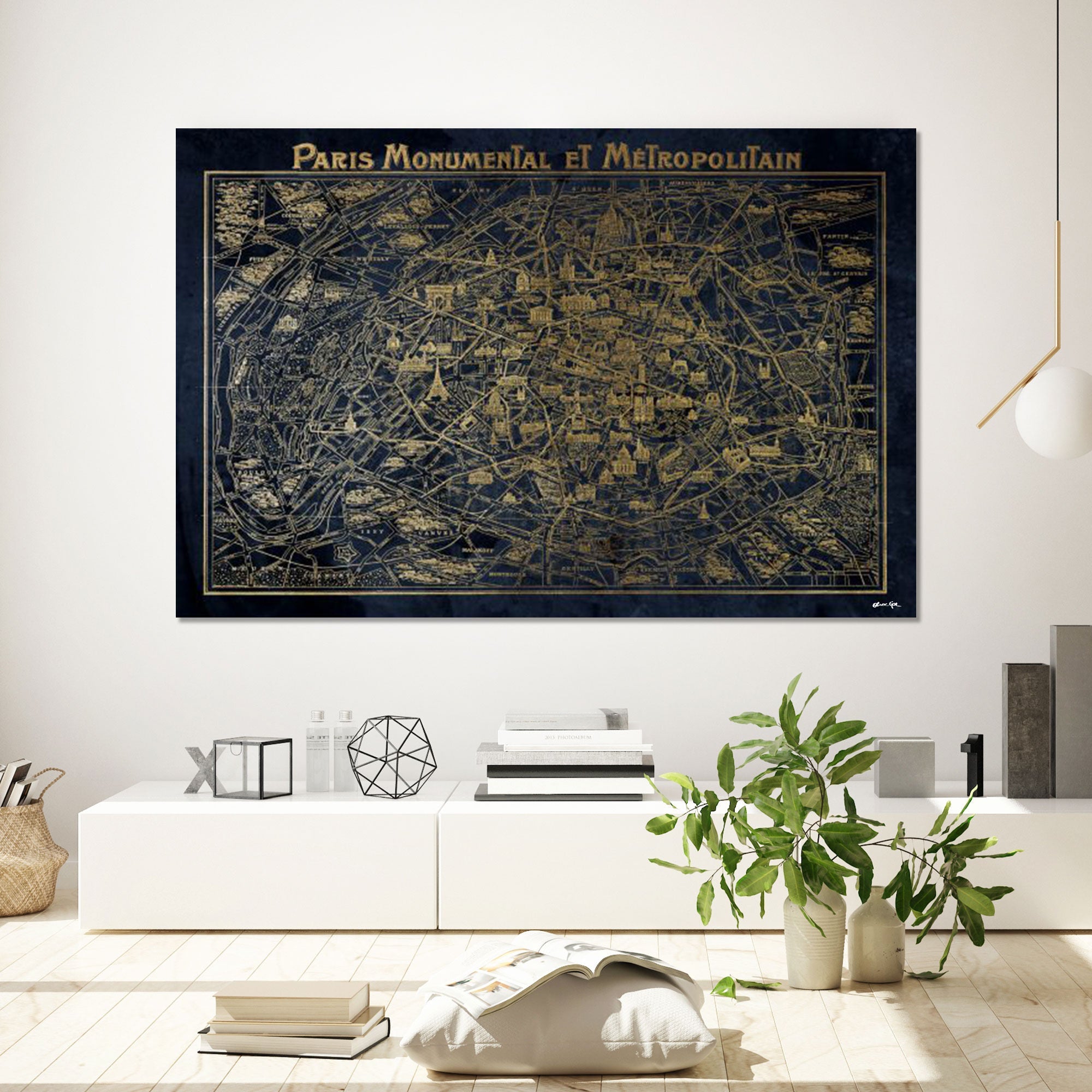 Navy Gold Paris Map - Acrylic panel Main image