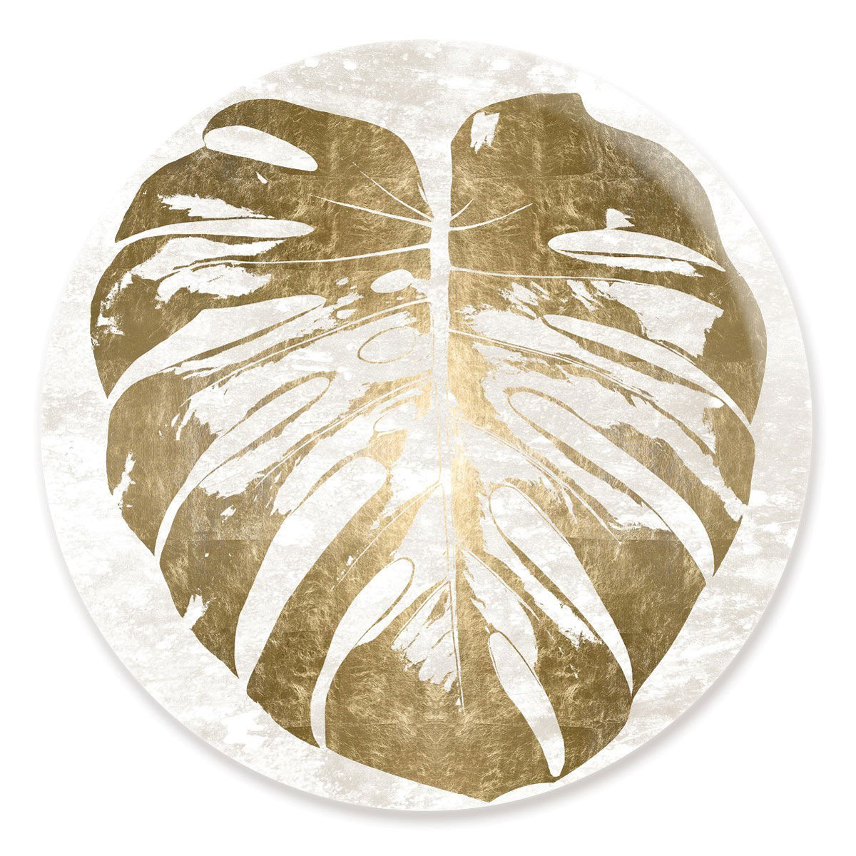 Monstera Leaf Gold Round