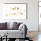 Hello Beautiful Gold Vertical
