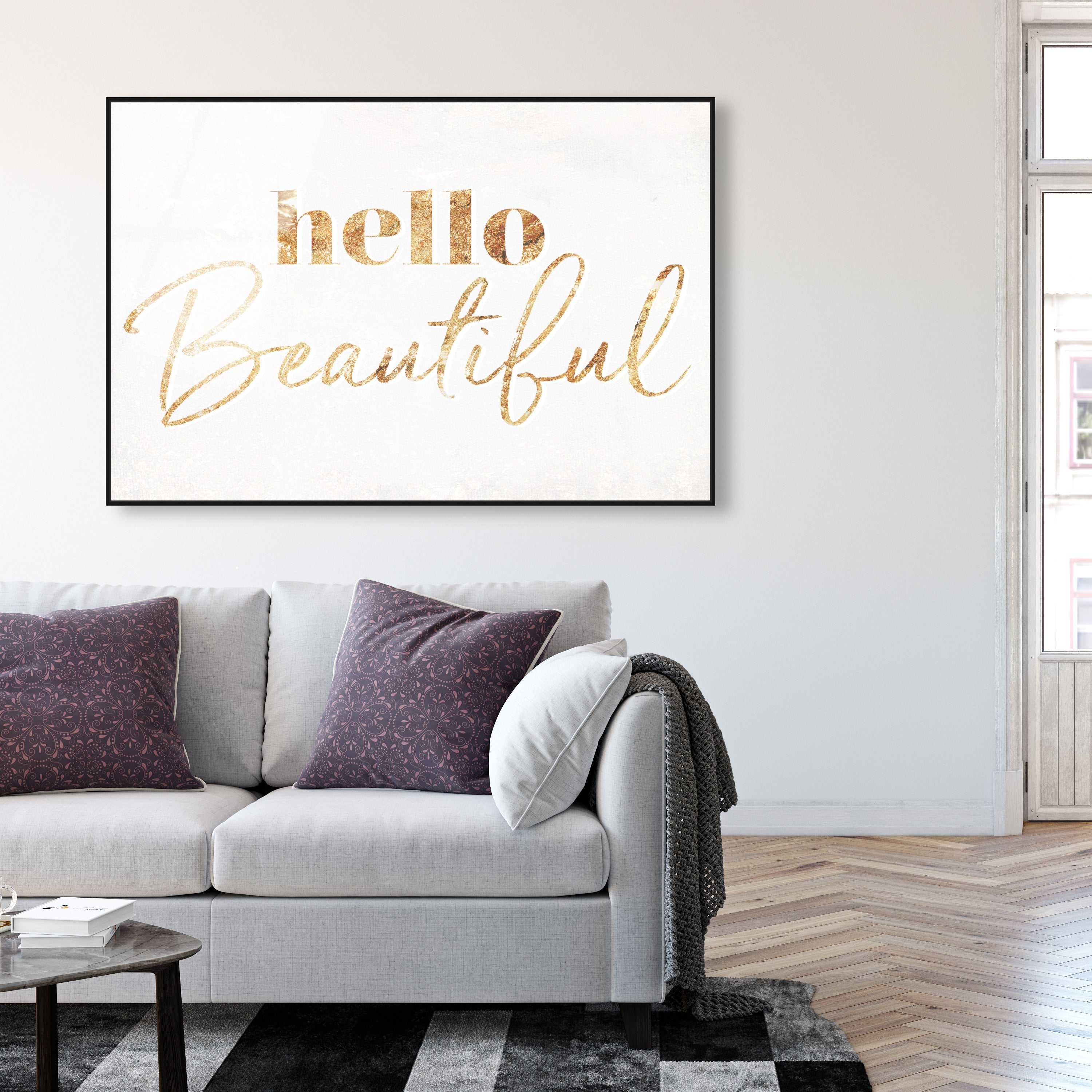 Hello Beautiful Gold Vertical