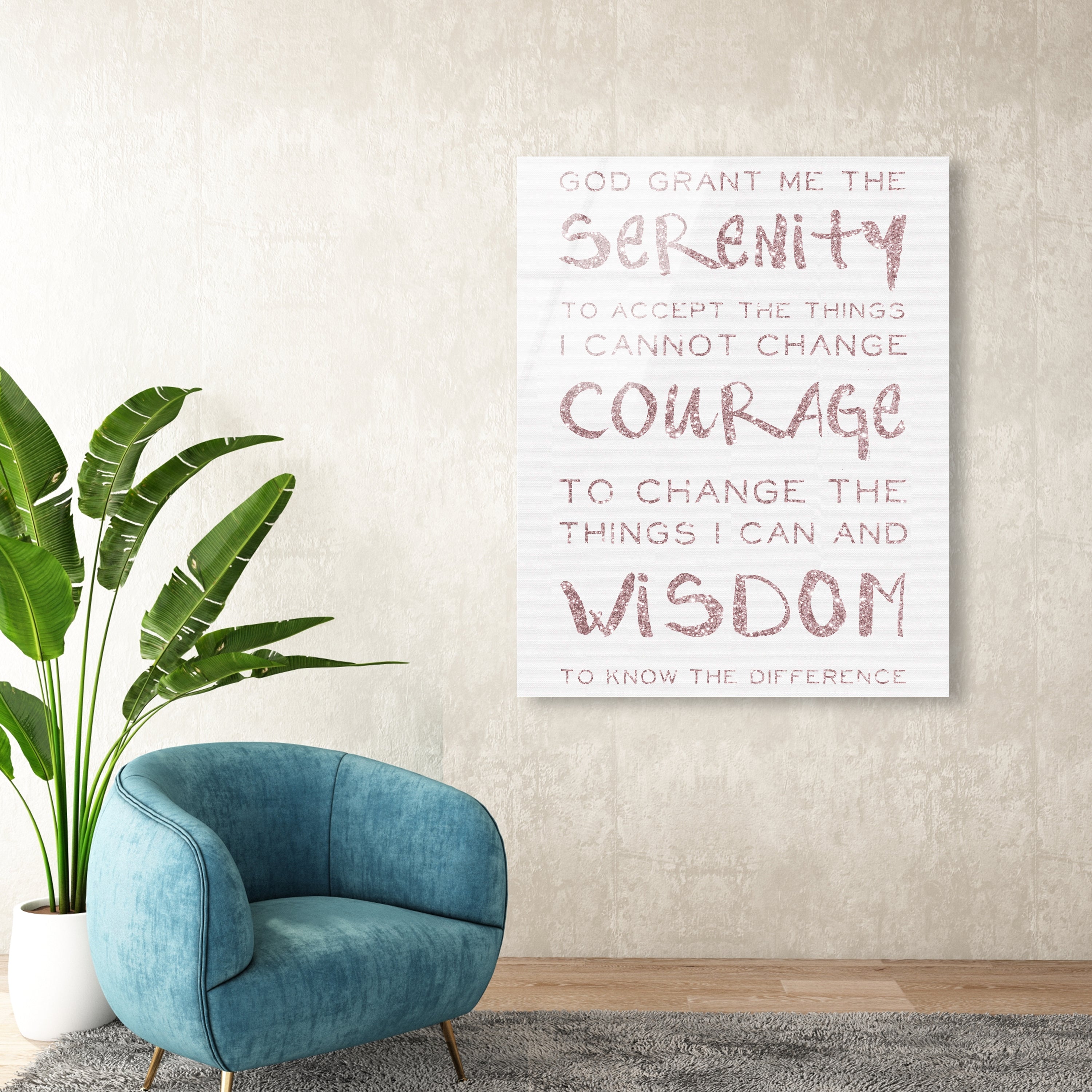 Serenity Prayer Blush and White