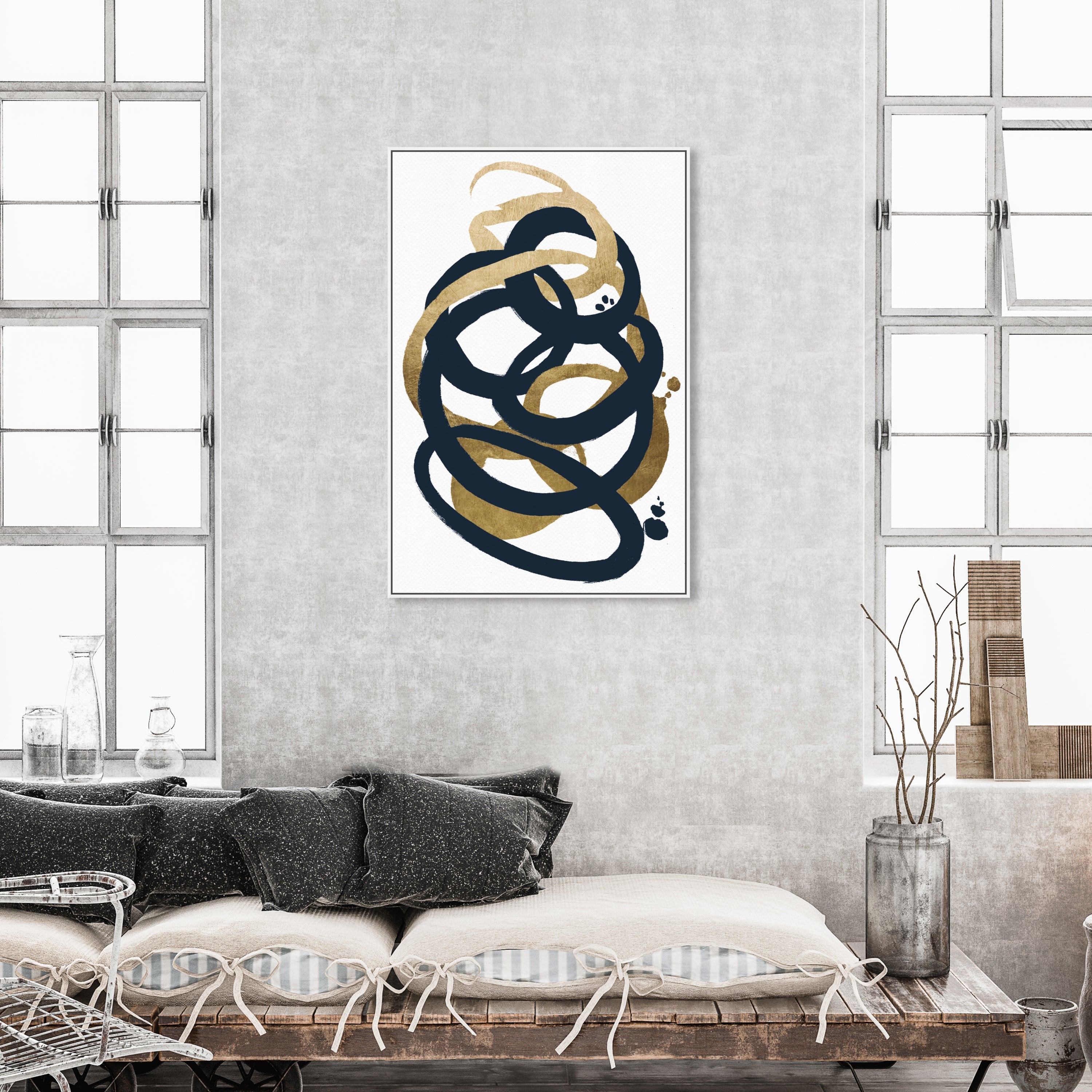 Formas Indigo and Gold - with hand-applied Gold Leaf