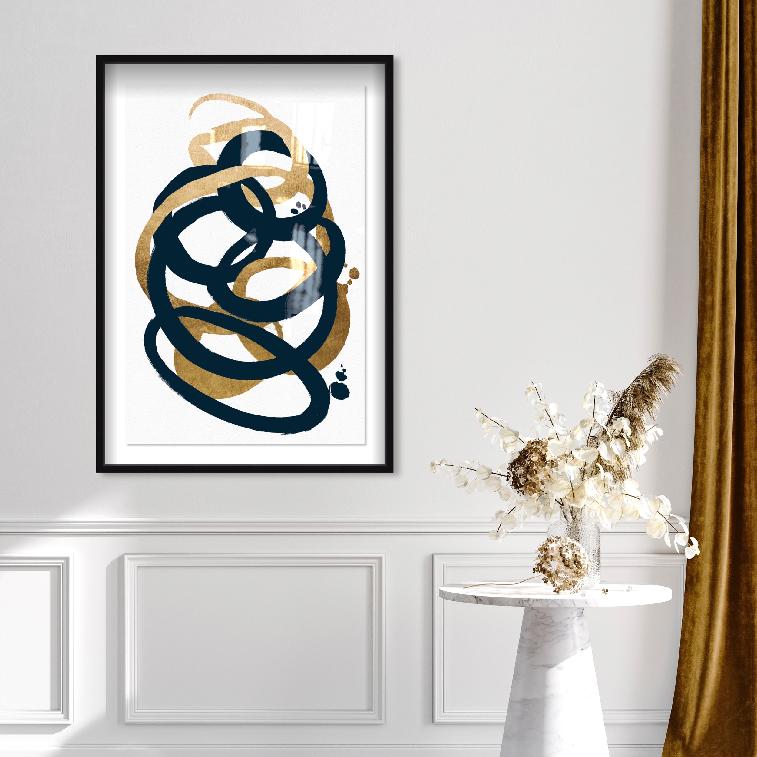 Formas Indigo and Gold - with hand-applied Gold Leaf