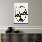 Minimalist Portrait Abstract II- With Hand-Applied Acrylic Paint and Gold Leaf