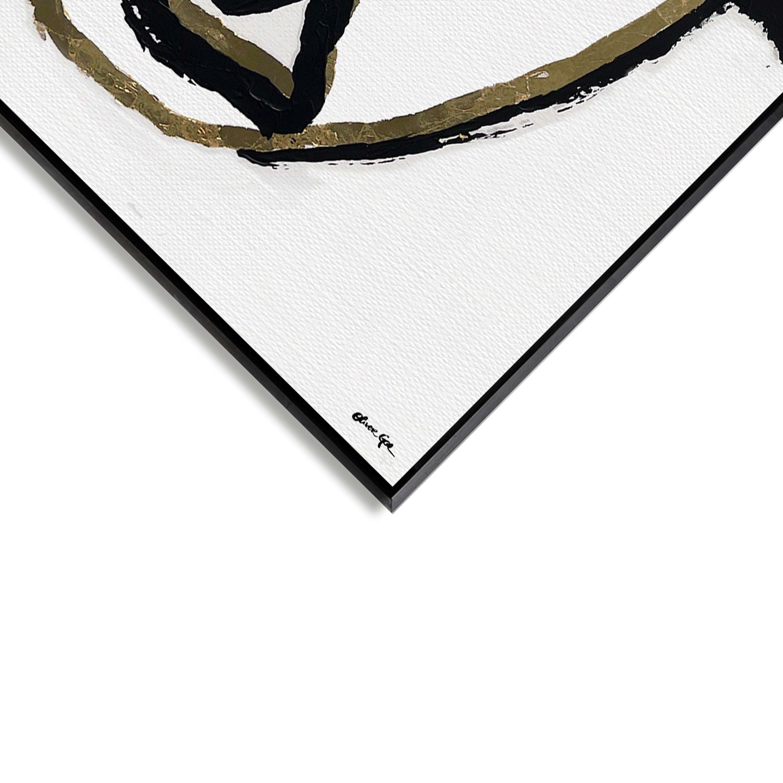 Minimalist Portrait Abstract II- With Hand-Applied Acrylic Paint and Gold Leaf