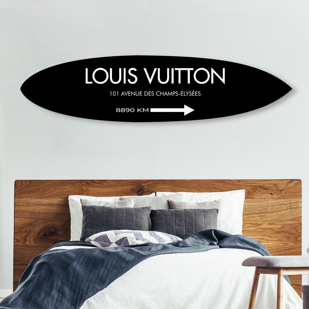 French Minimalist Surfboard BW Secondary image