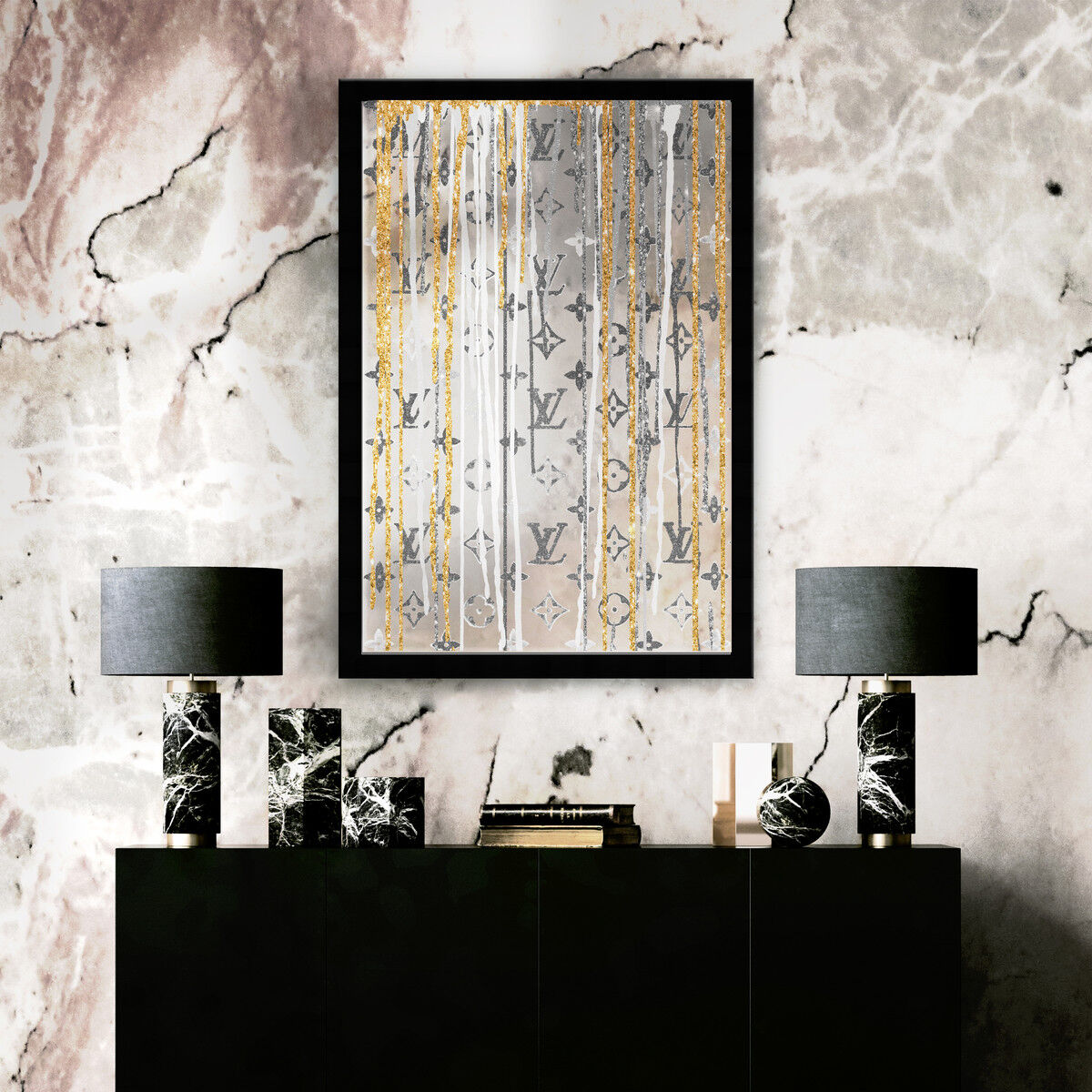 Luxury Drips Black and White Mirror