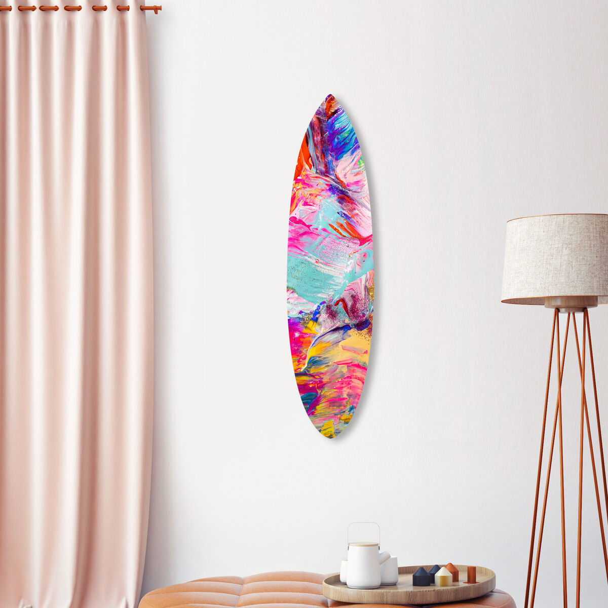 Bright Neon Love Surfboard Flat Secondary image
