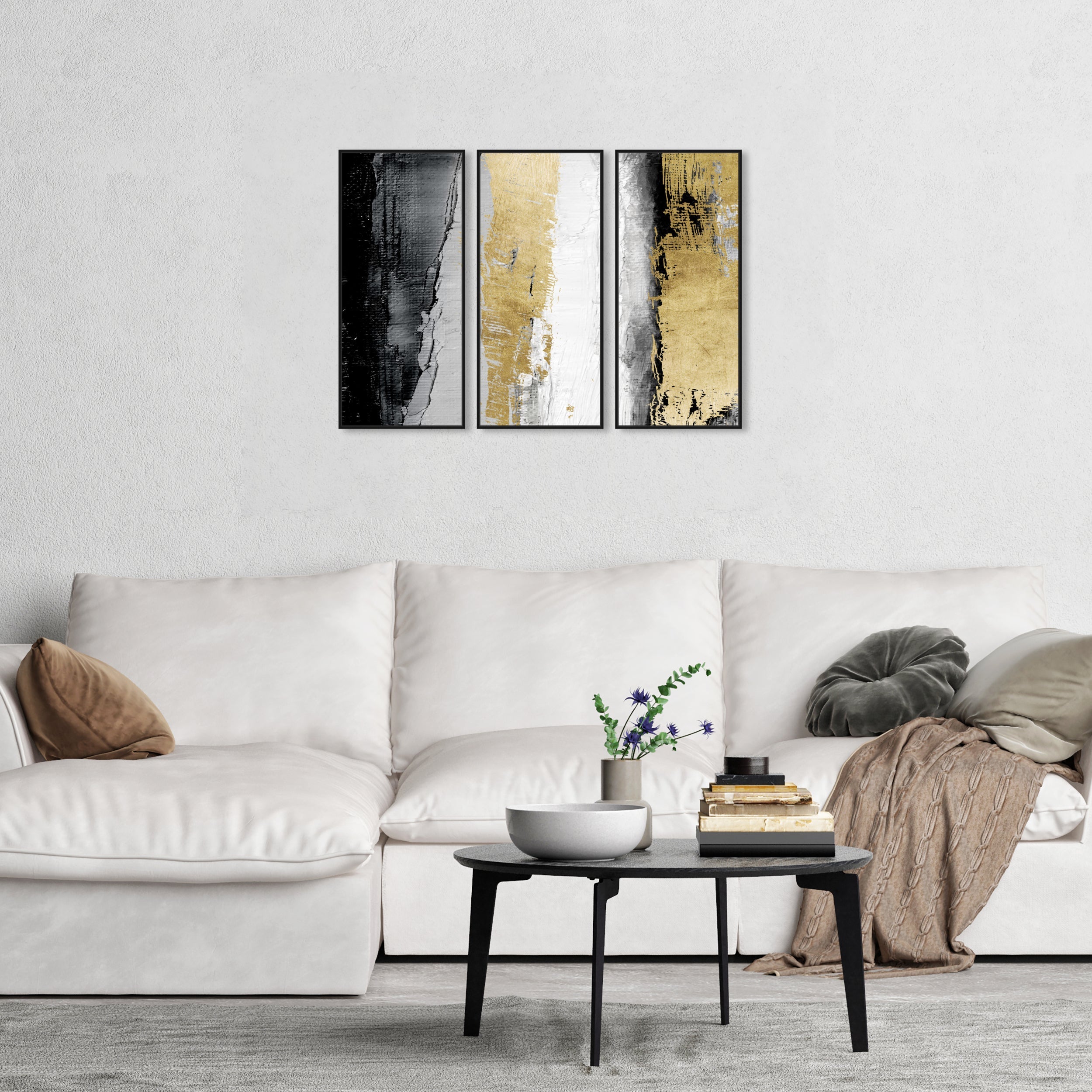 Envision and Elevate Gold Triptych - with hand-applied Gold Leaf