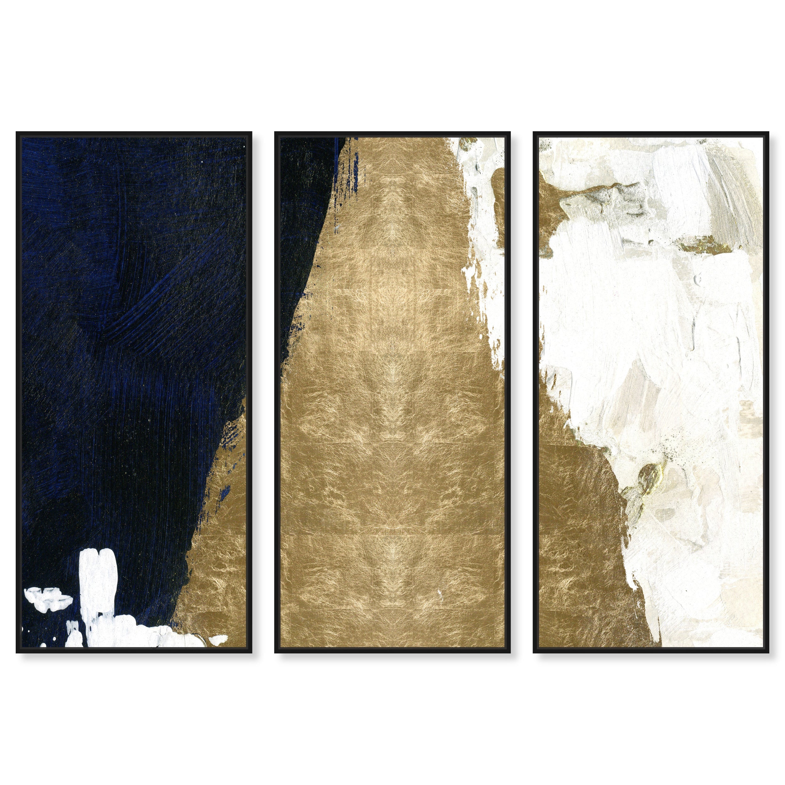 Night and Day Triptych - with hand-applied Gold Leaf Main image