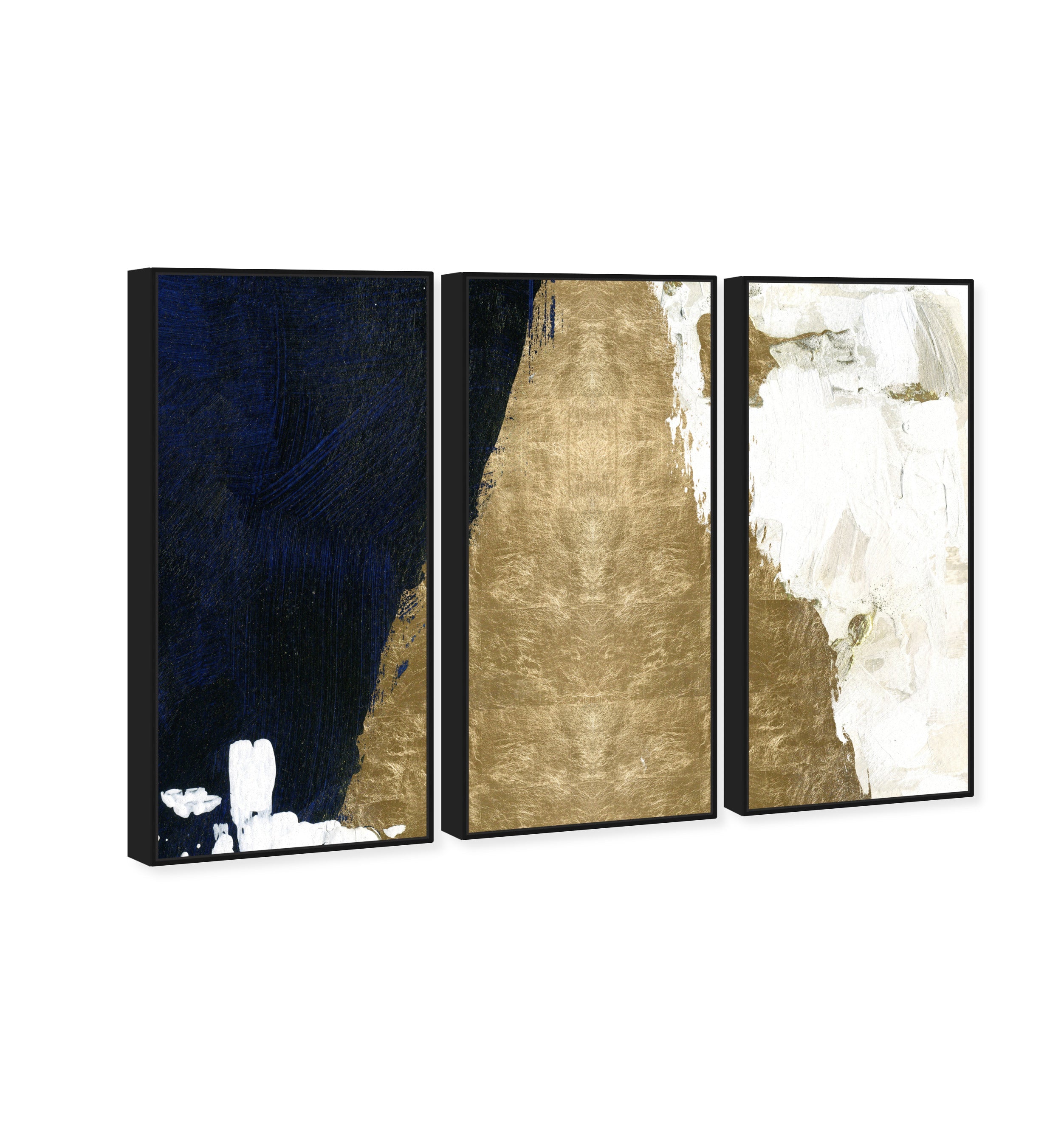 Night and Day Triptych - with hand-applied Gold Leaf