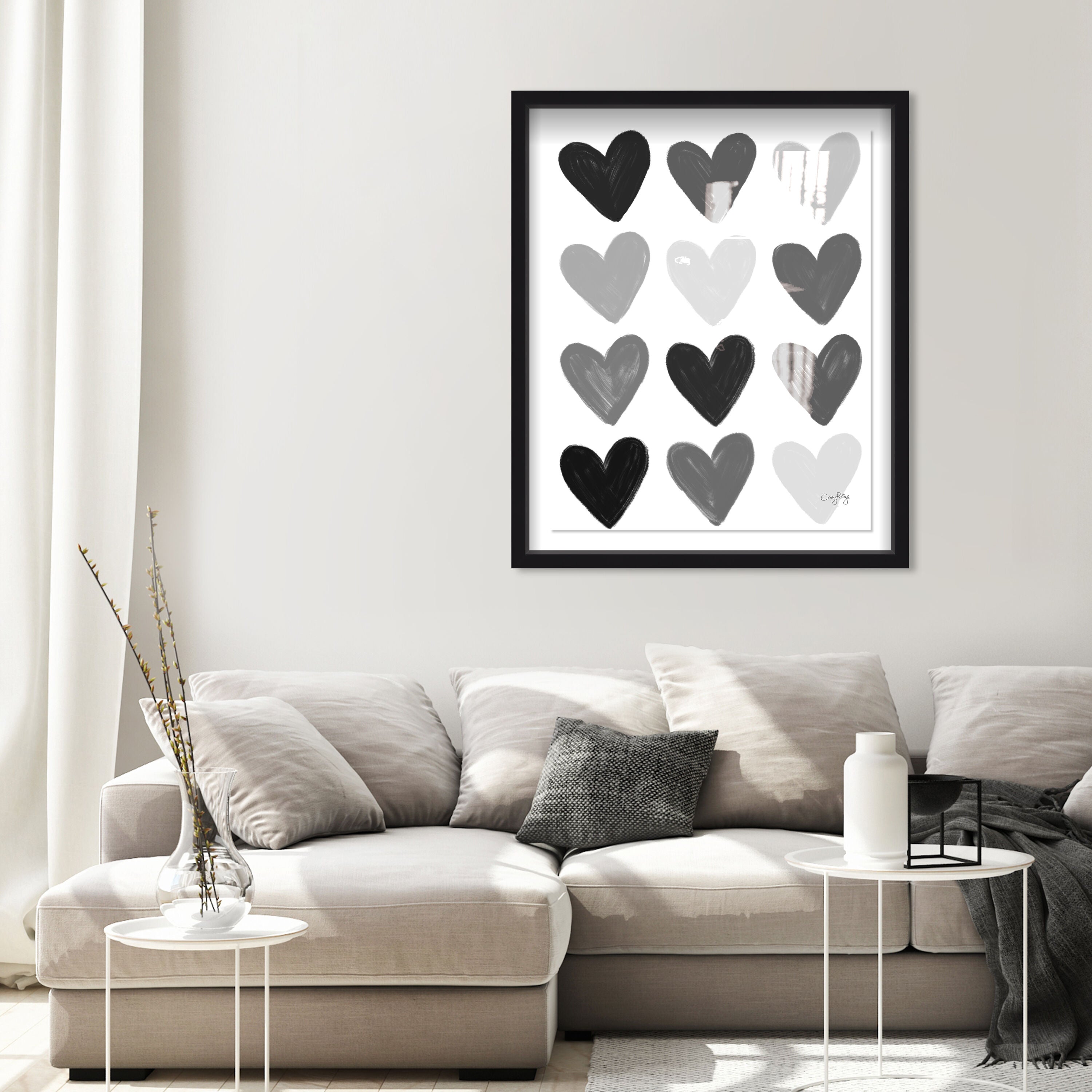 Corey Paige - Gray Painted Hearts